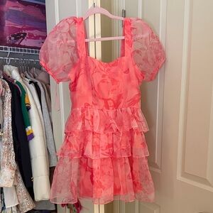 Pink Floral Ruffle Dress